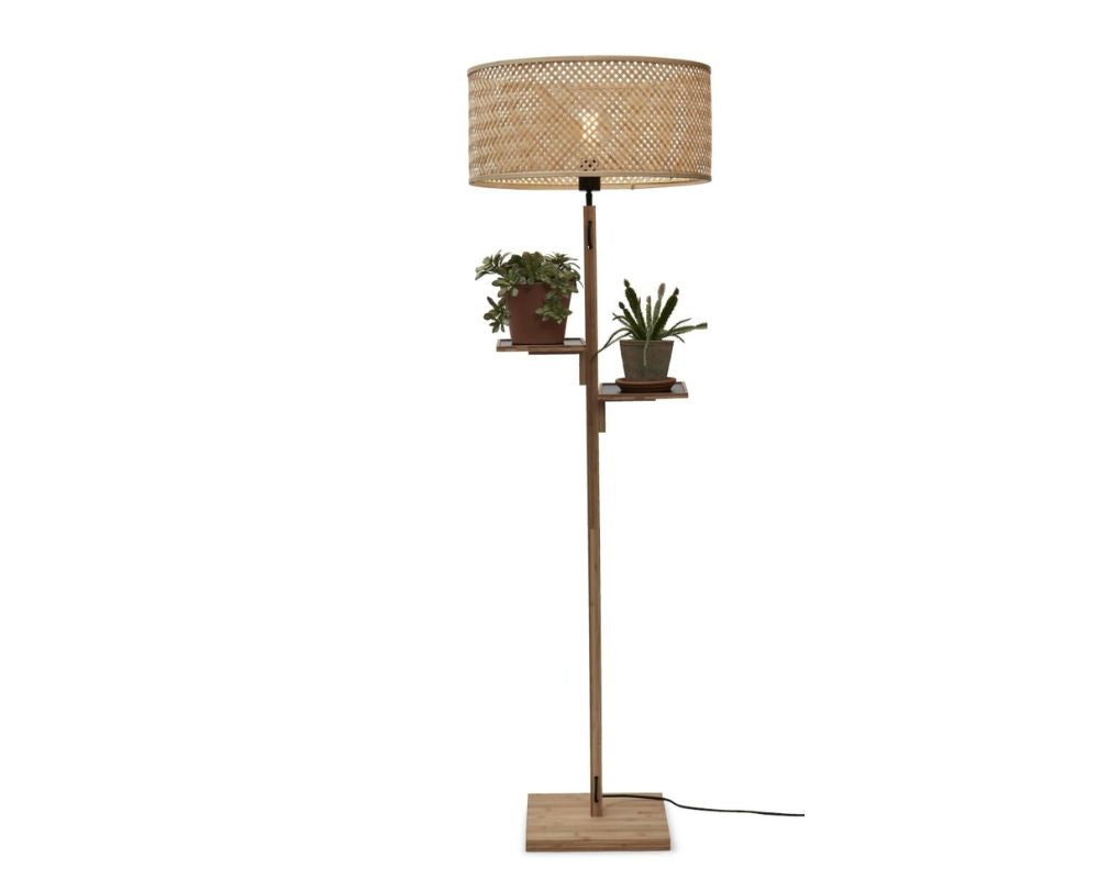 Floor Lamp with shelves - JAVA - Bamboo