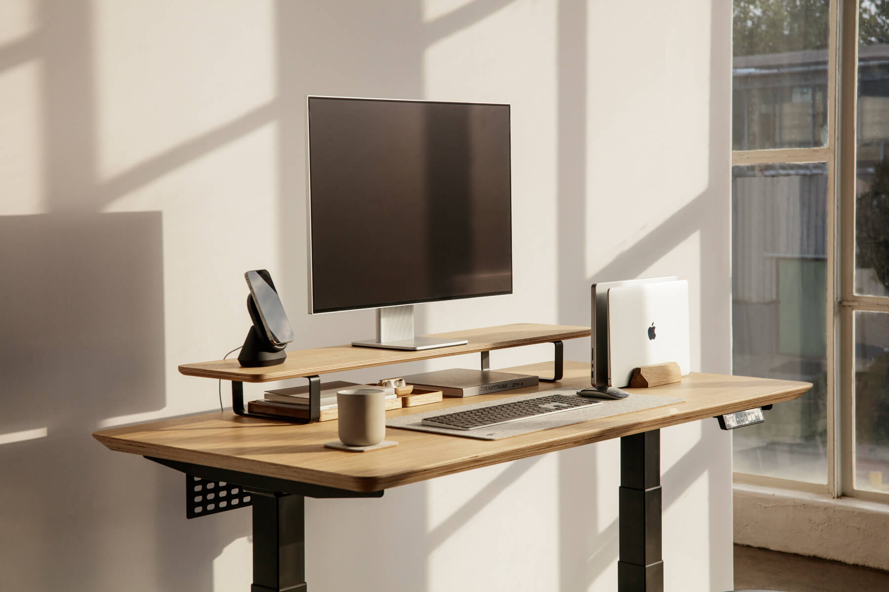 dual laptop dock oak