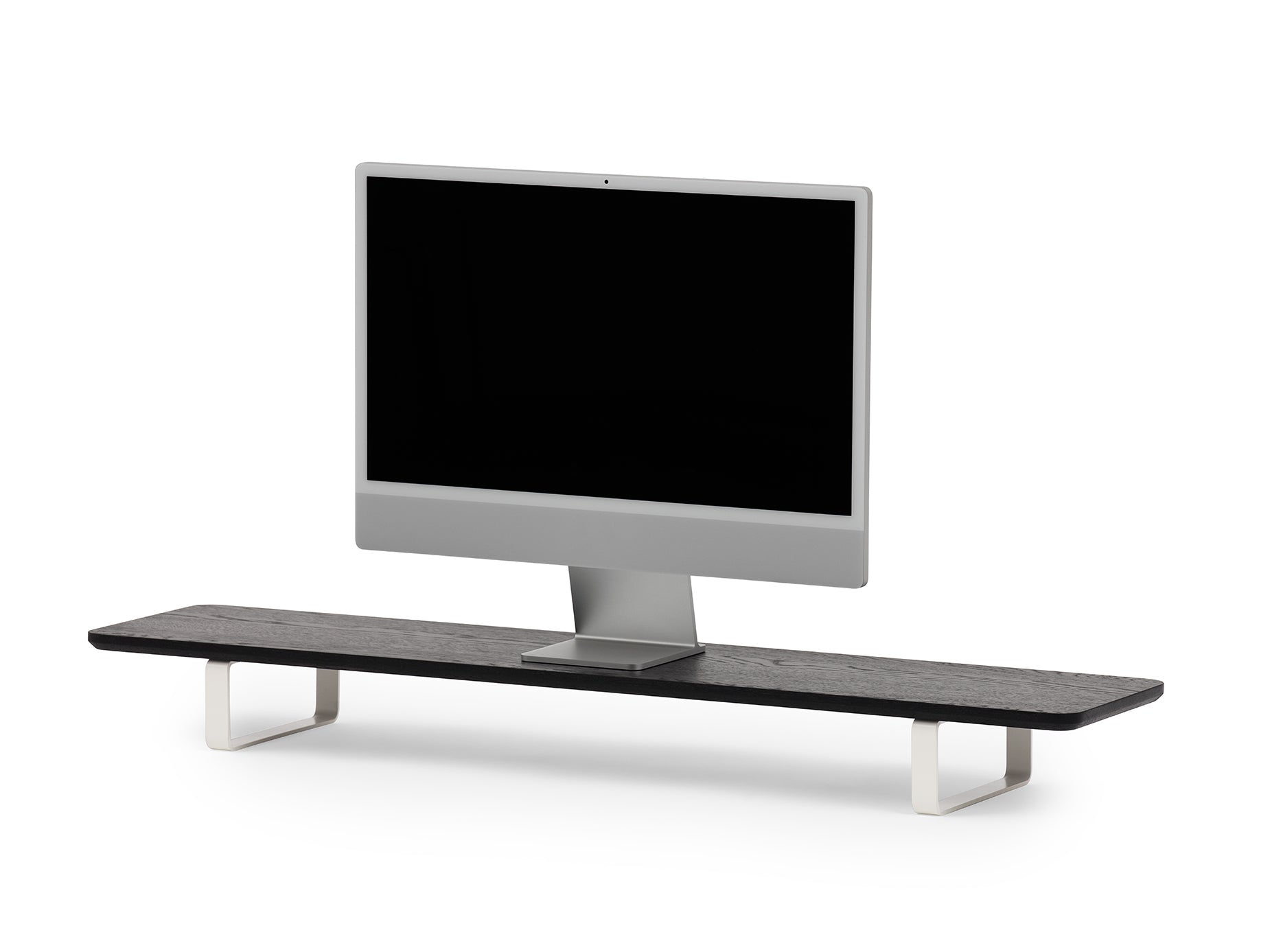 dual desk shelf monitor stand black