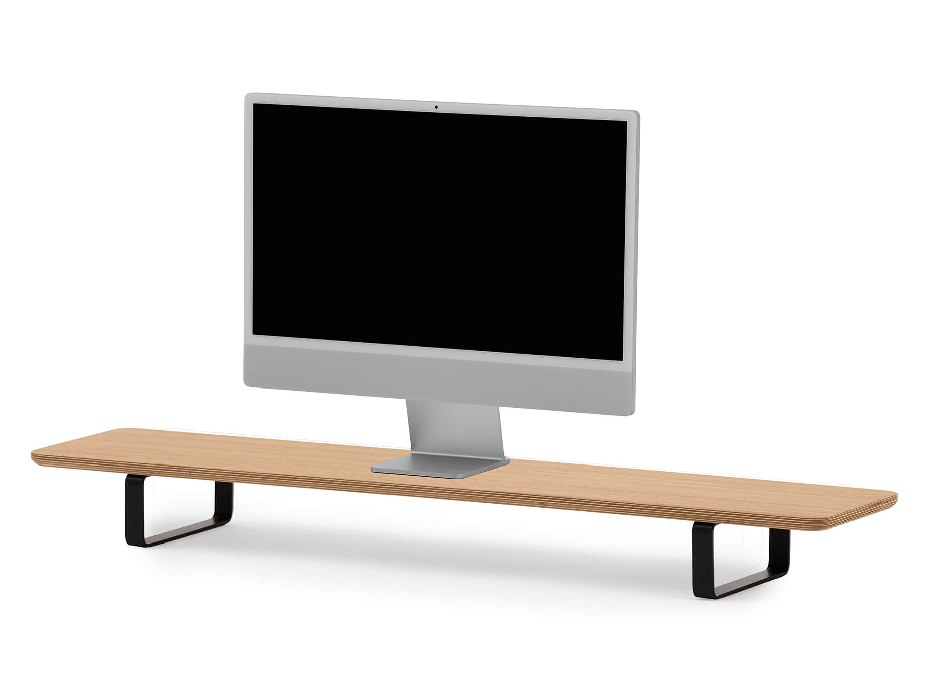 dual desk shelf monitor stand oak