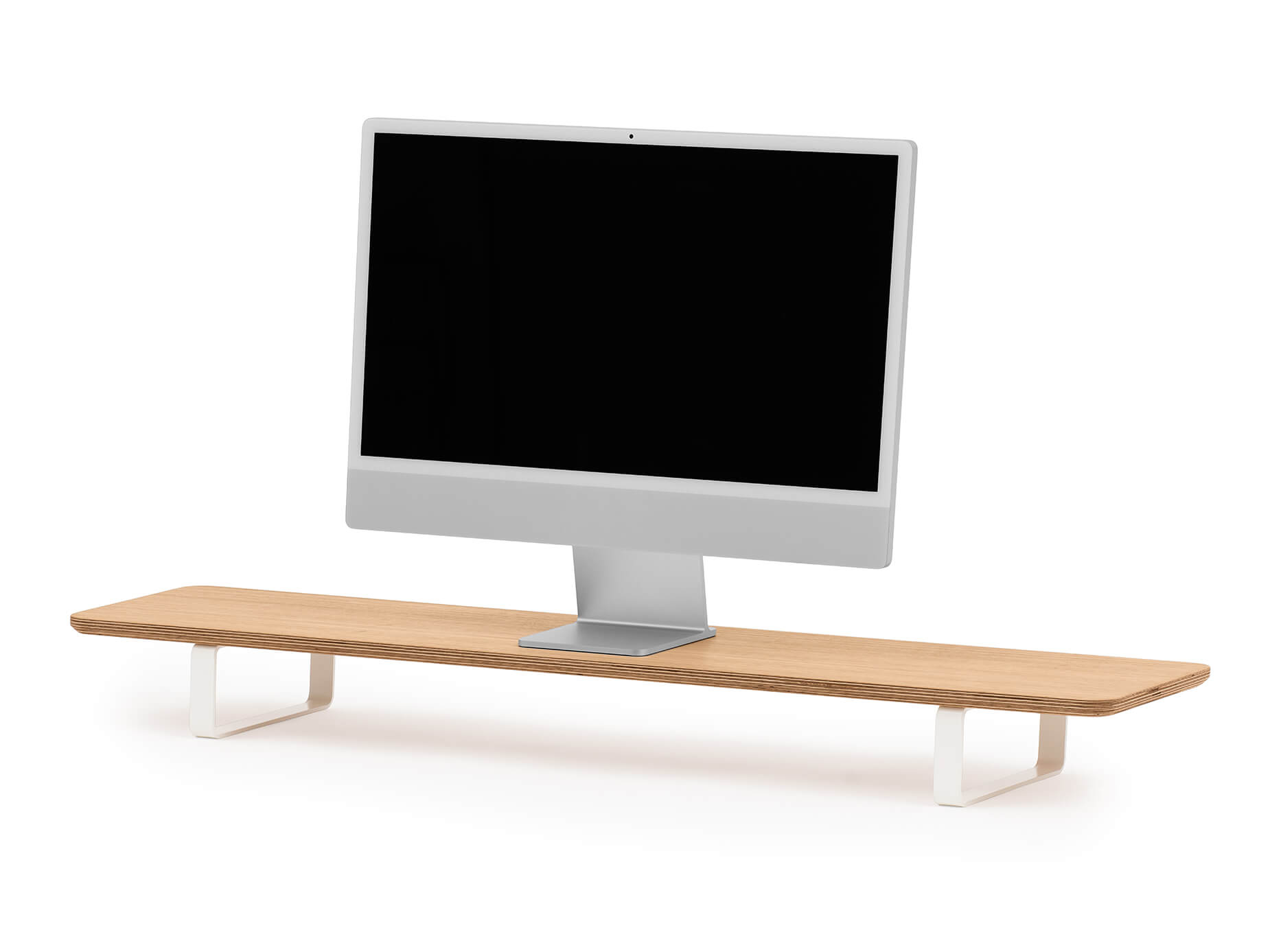dual desk shelf monitor stand oak