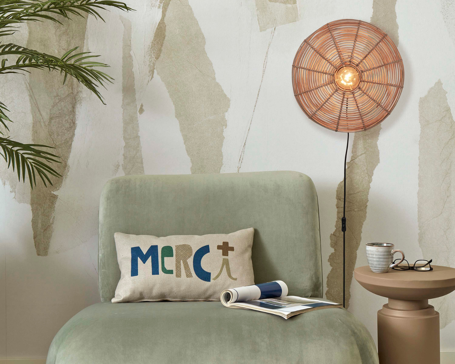 Wandlamp - TANAMI - Rotan - Schijf
