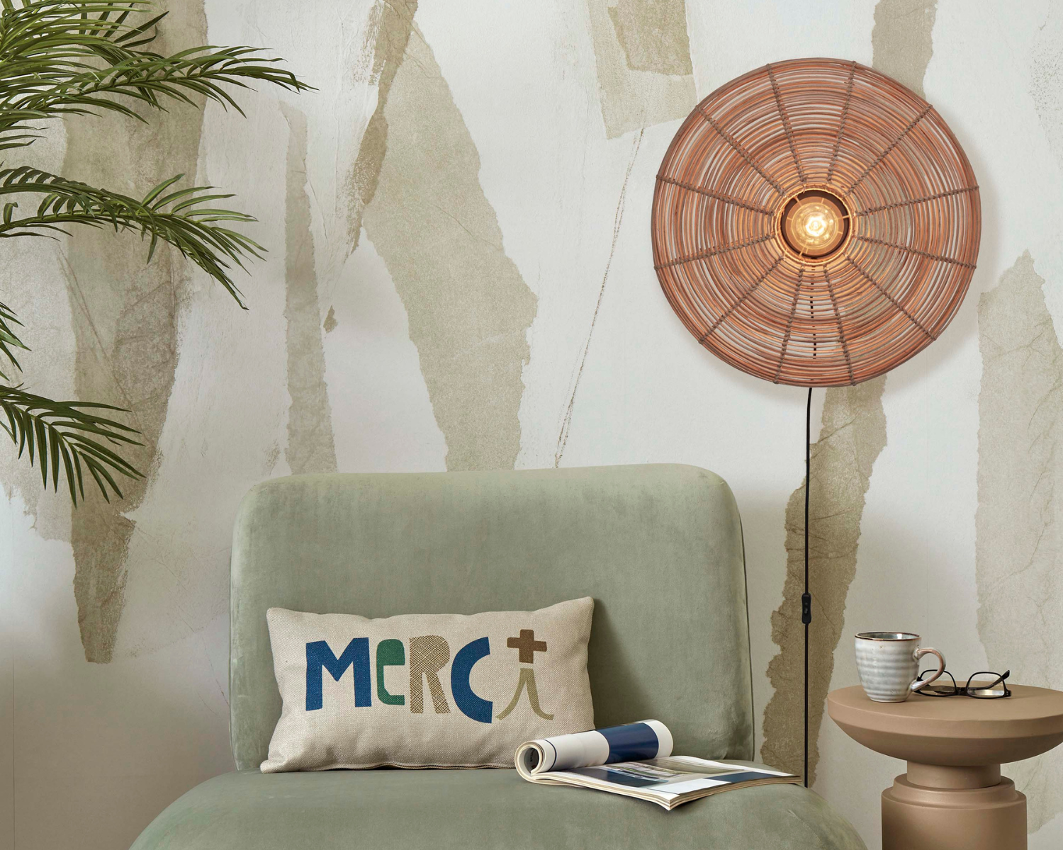Wandlamp - TANAMI - Rotan - Schijf