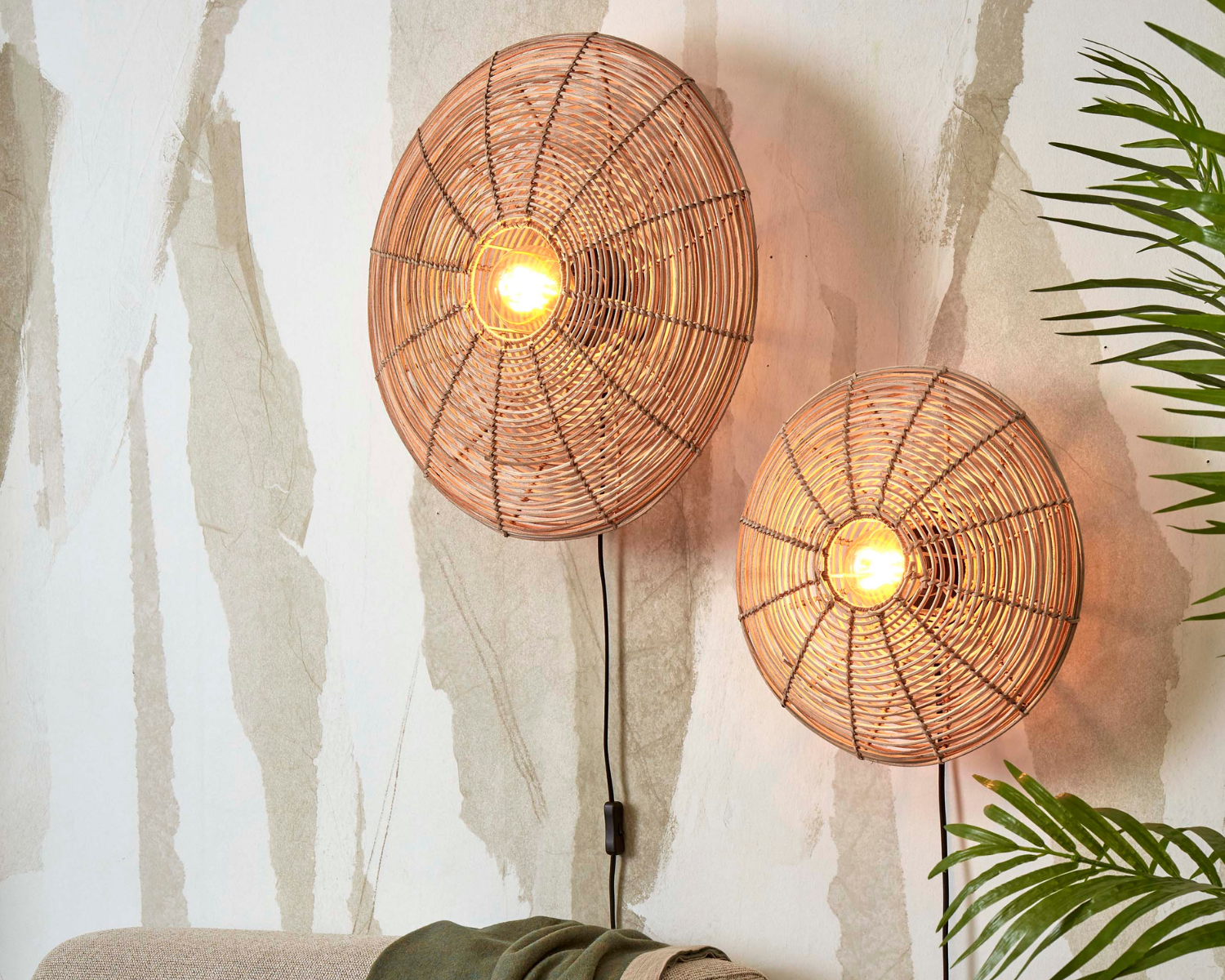 Wandlamp - TANAMI - Rotan - Schijf