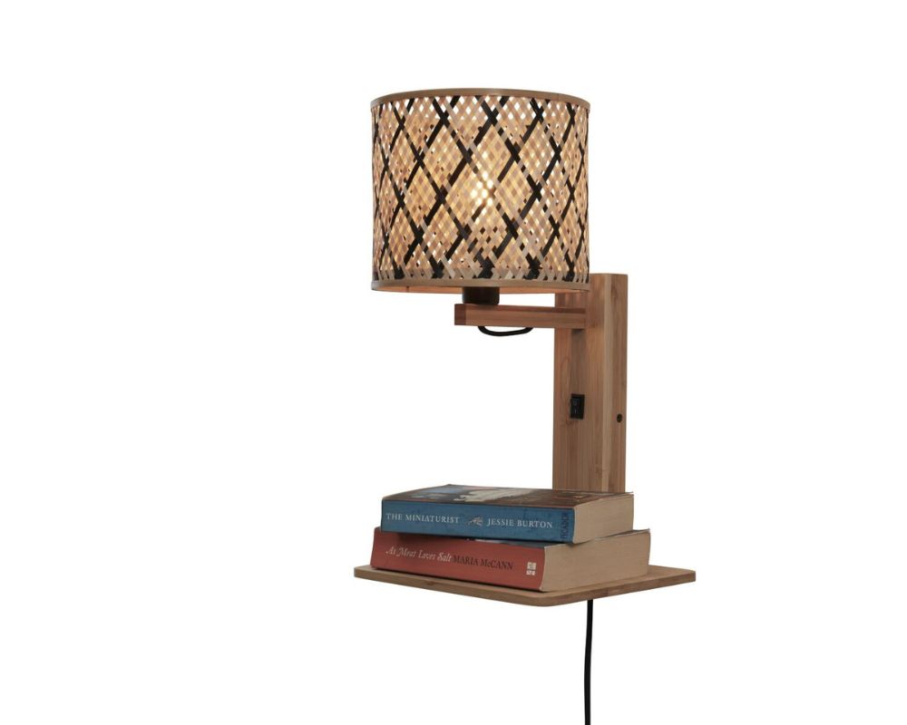 Wall Lamp with bookshelf - JAVA - Bamboo