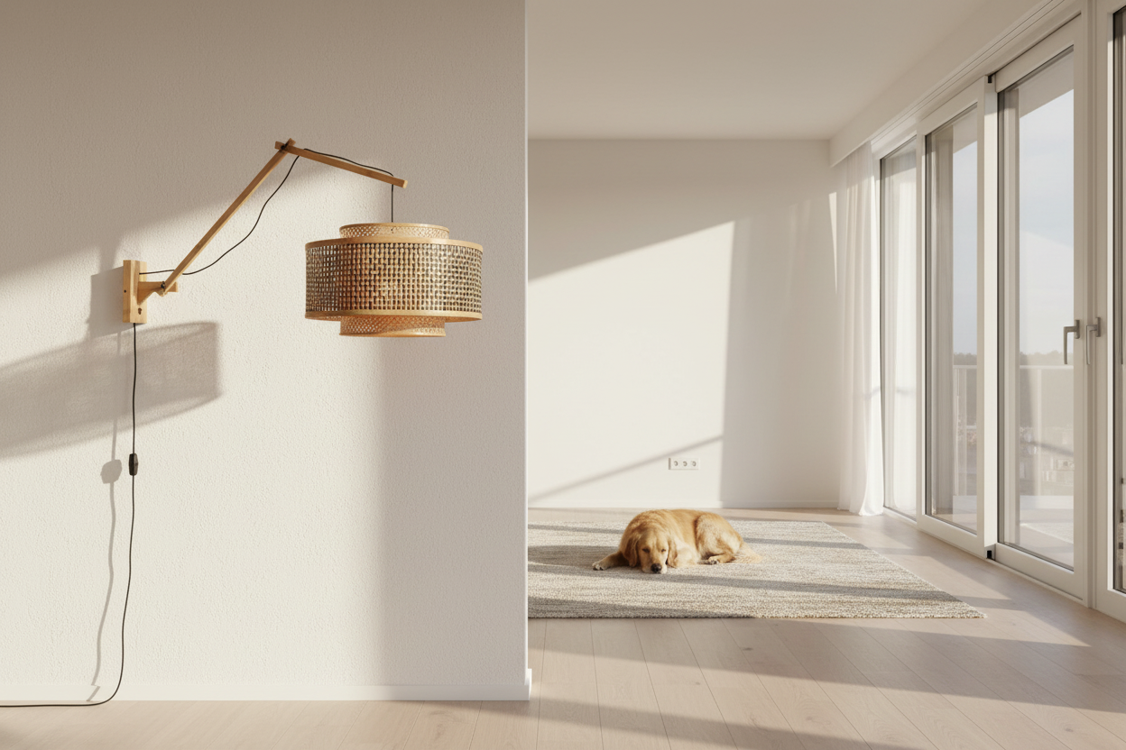 Wall Lamp - BHUTAN - Bamboo - Long Arm - Natural