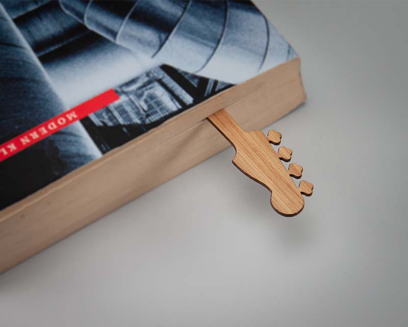 bass guitar music instrument bookmark wood oak