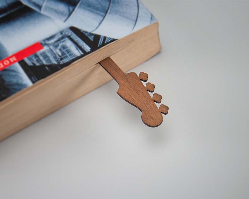bass guitar music instrument bookmark wood walnut