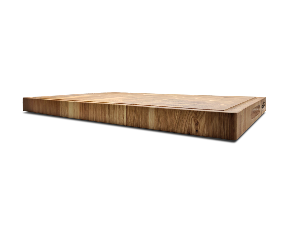 End-Grain Cutting Board - Oak - Juice Groove & Handles