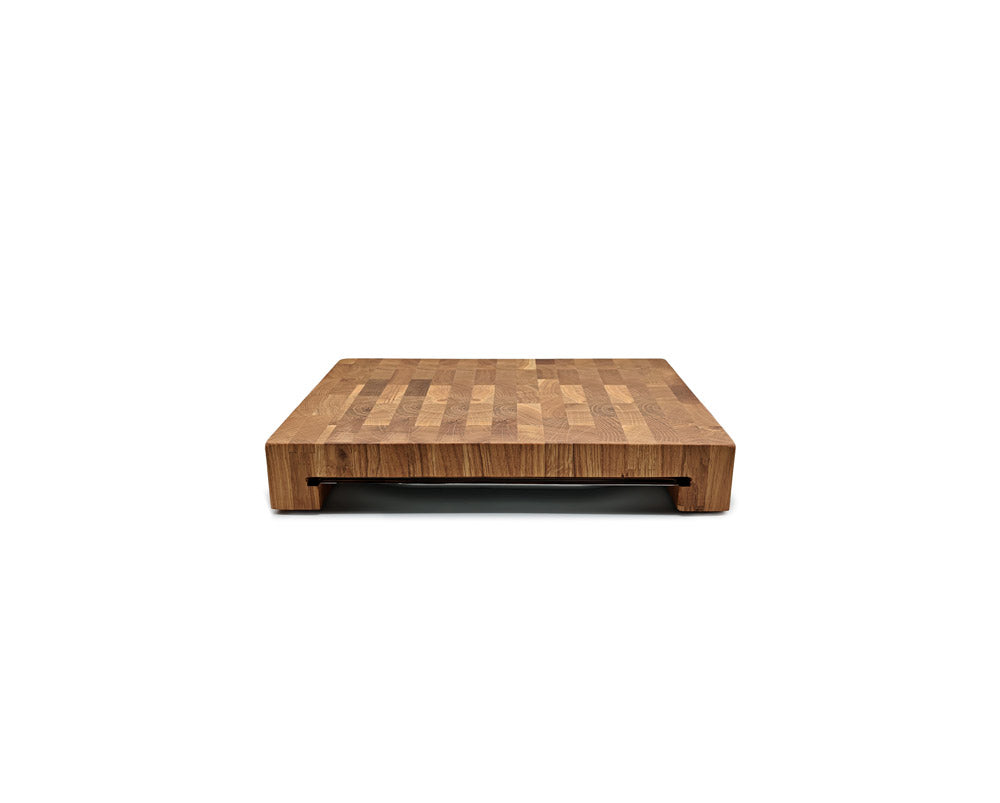 End-Grain Cutting Board with Tray - Oak