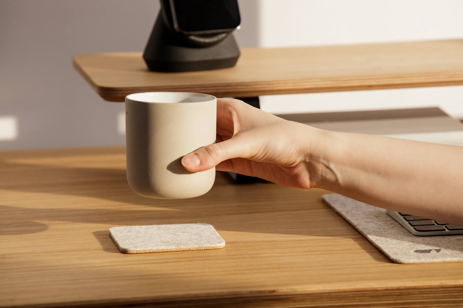 felt & cork coasters – set of 4 – stone grey