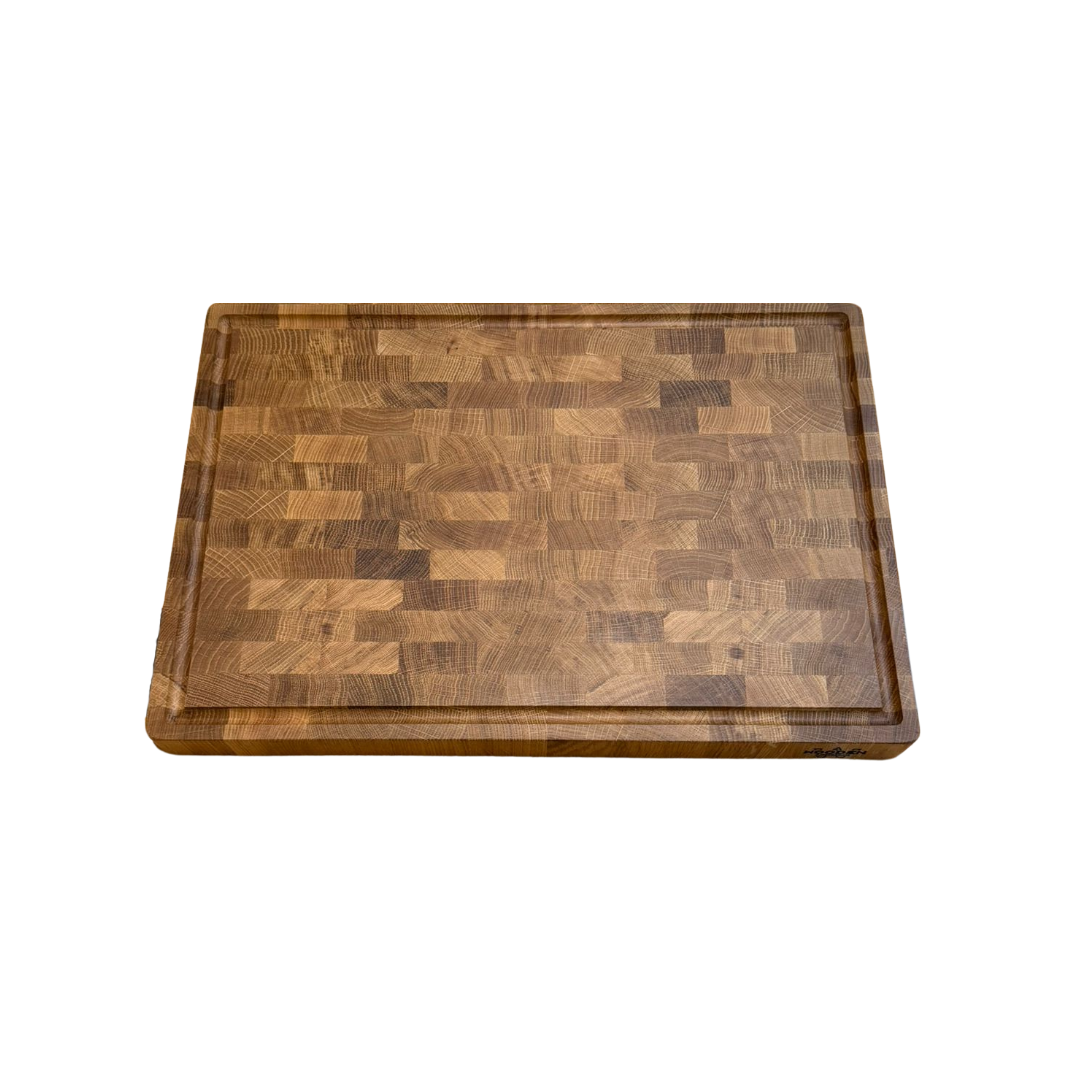 End-Grain Cutting Board - Oak - Juice Groove & Handles