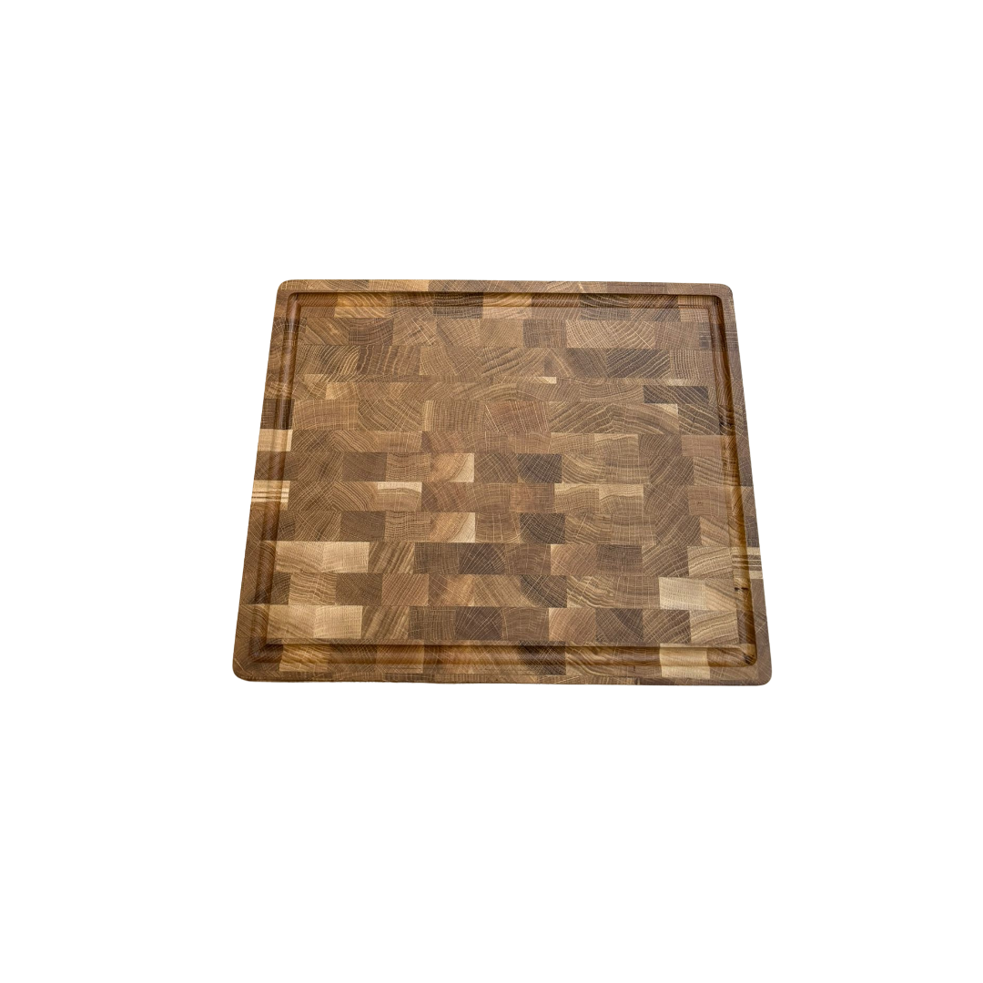 End-Grain Cutting Board - Oak - Juice Groove & Handles
