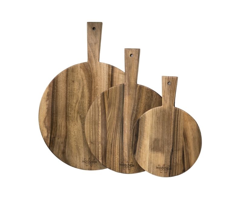 set round kitchen board walnut