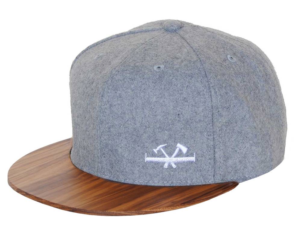 wooden cap stanley zebrano brim heather grey