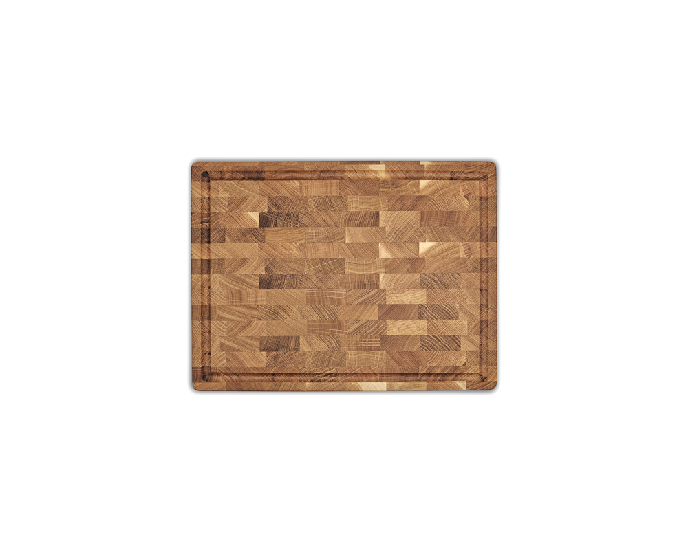 End-Grain Cutting Board - Oak - Juice Groove & Handles