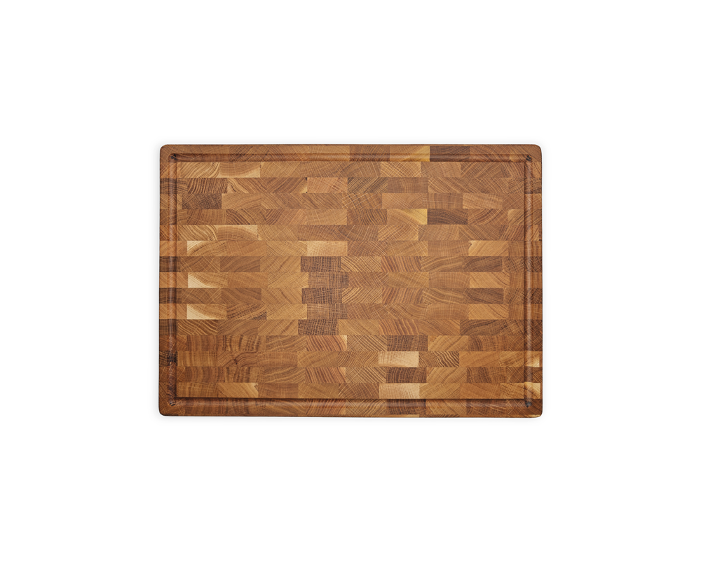 End-Grain Cutting Board - Oak - Juice Groove & Handles