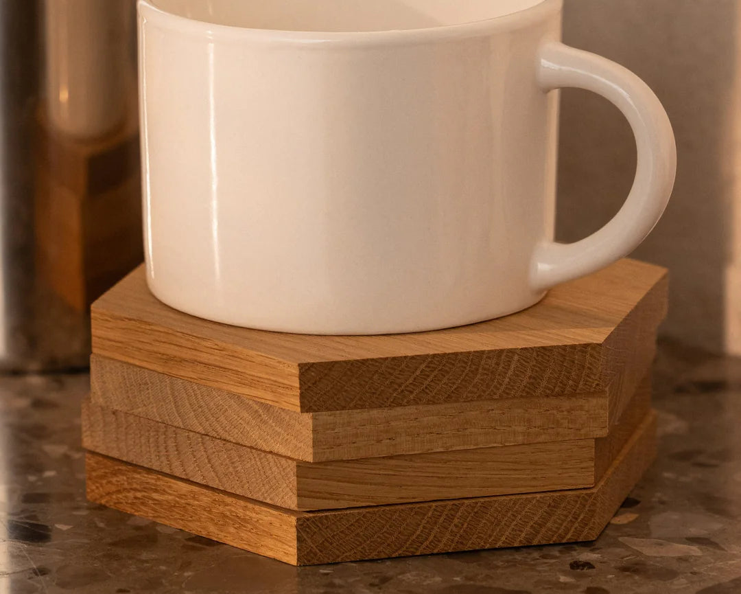 Hexagon Coasters - Oak - Set of 4