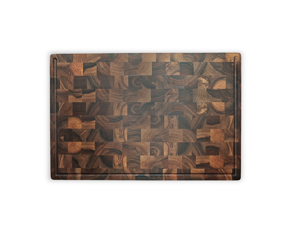 End-Grain Cutting Board - Walnut - 3/4 Juice Groove