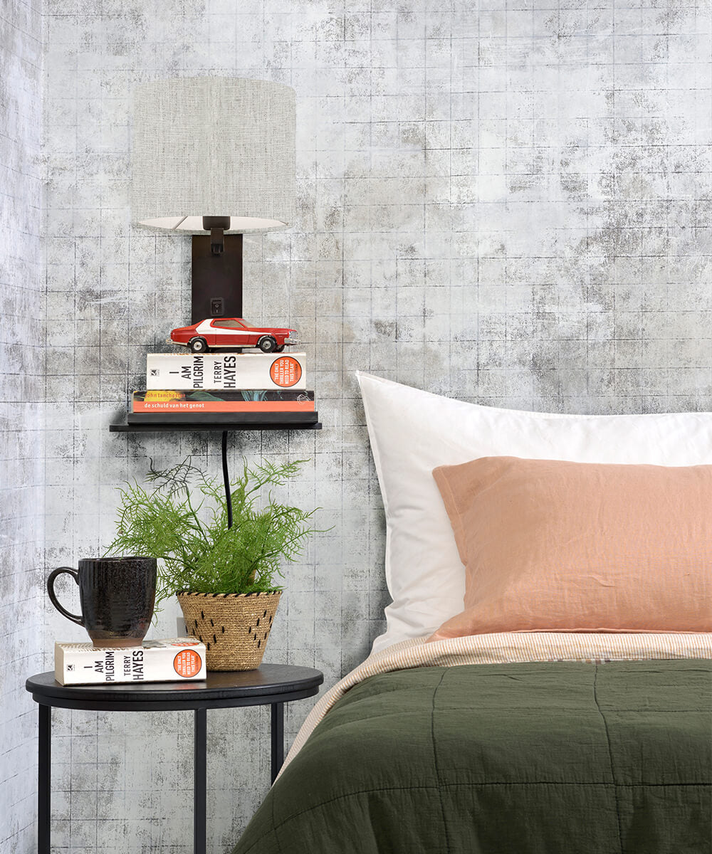 Wandlamp met boekenplank - ANDES - Bamboe/Linnen