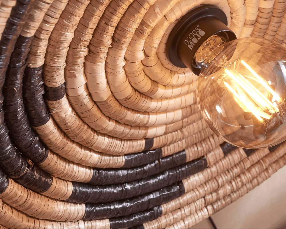 andros wall lamp black and white with gold filament bulb good and mojo close up