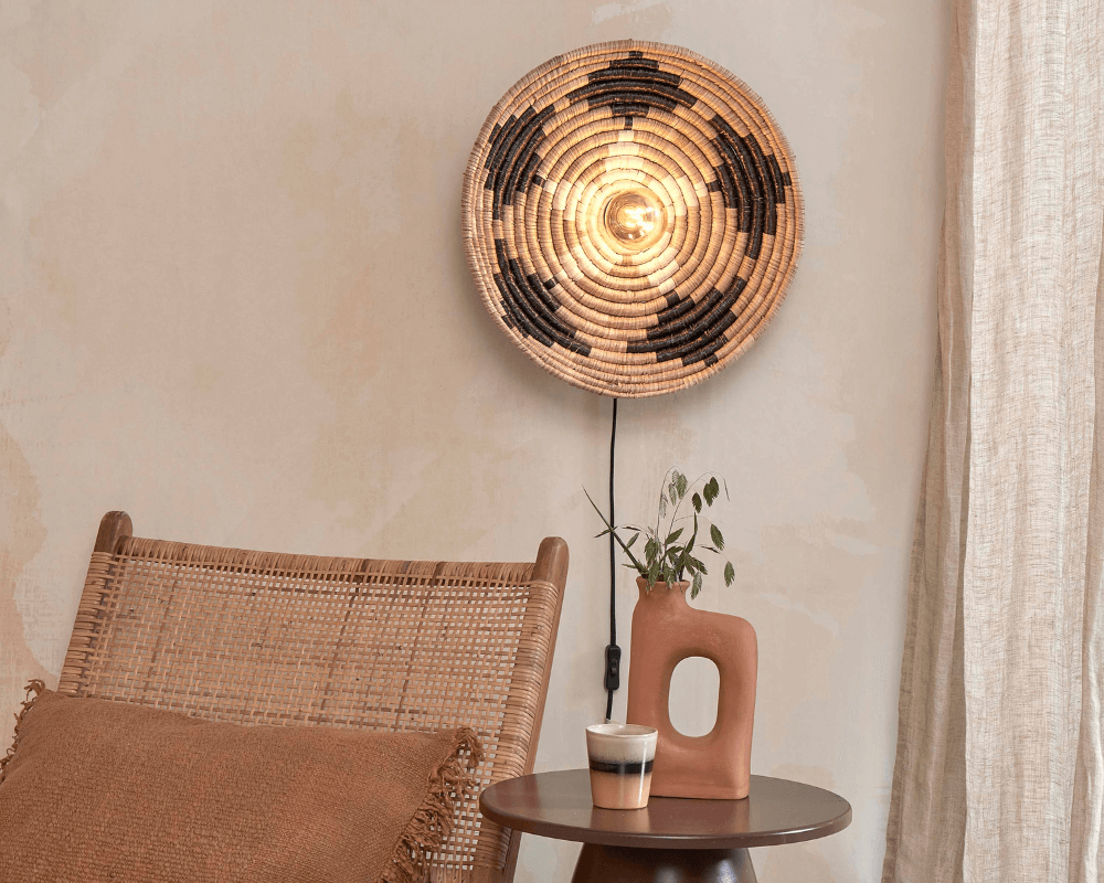 andros wall lamp black and white with gold filament bulb good and mojo grey background