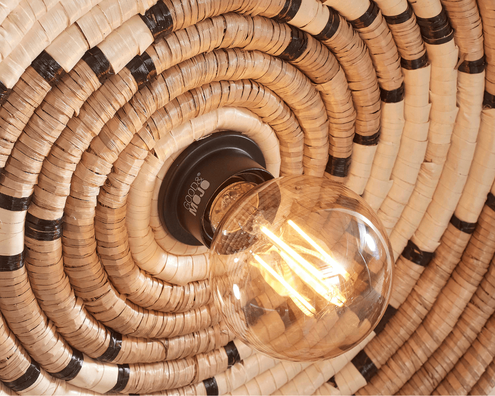 andros wall lamp white and natural with gold filament bulb good and mojo close up
