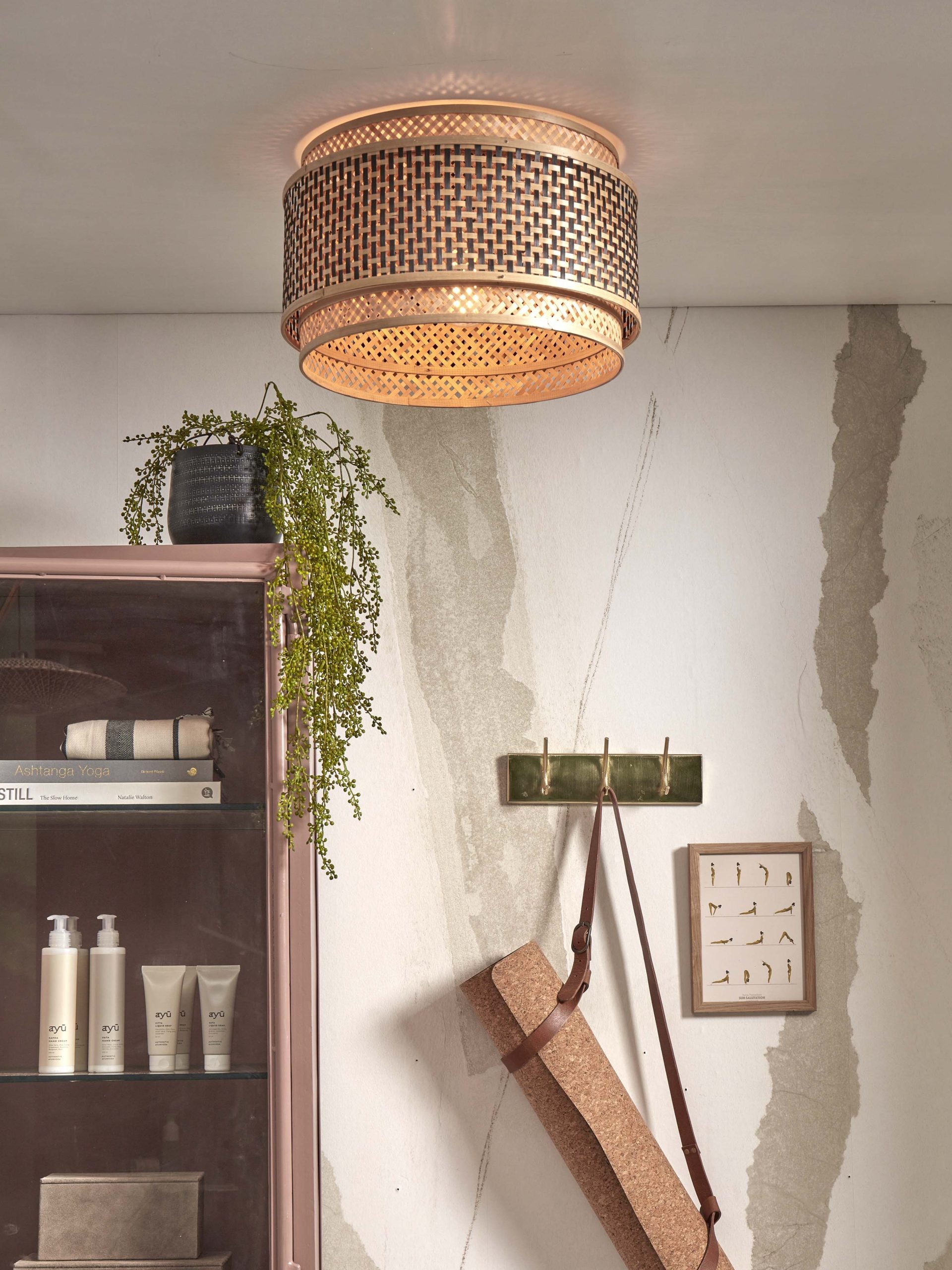 Ceiling Lamp - BHUTAN - Bamboo / Shade Round