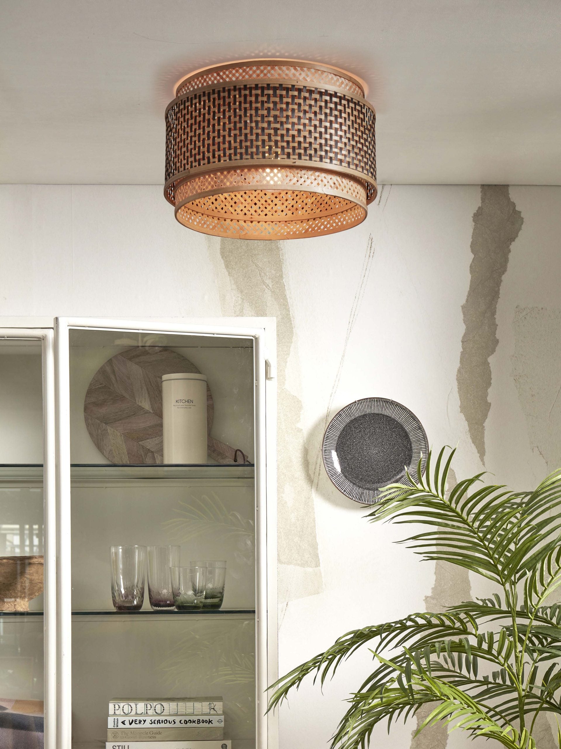 Ceiling Lamp - BHUTAN - Bamboo / Shade Round