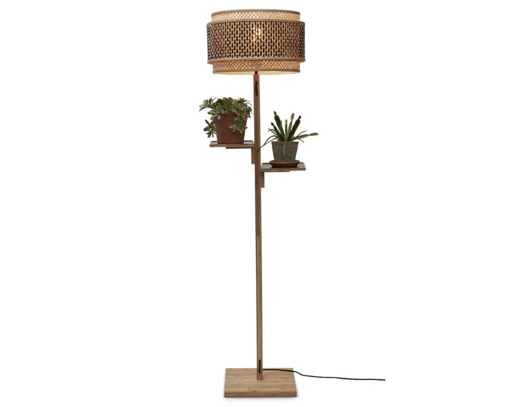 Floor Lamp with shelves - BHUTAN - Bamboo