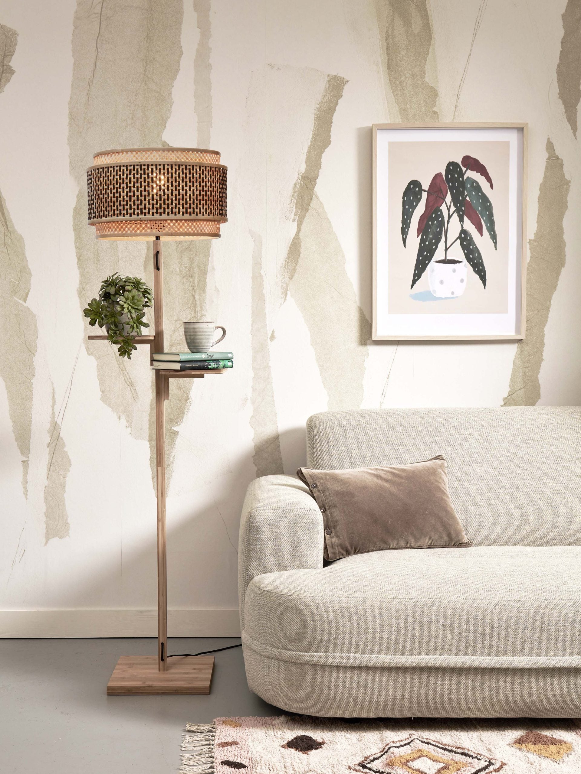 Floor Lamp with shelves - BHUTAN - Bamboo