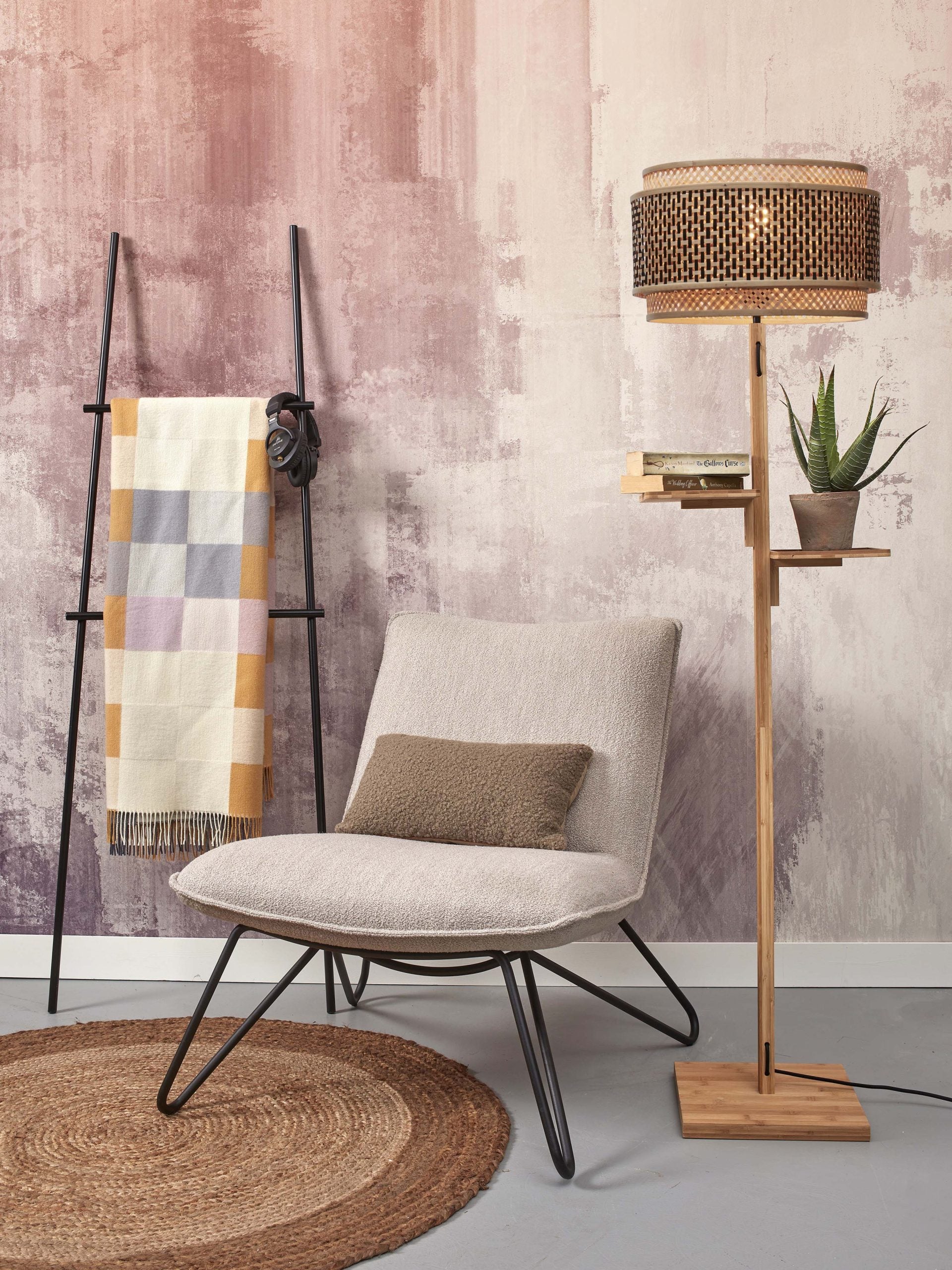 Floor Lamp with shelves - BHUTAN - Bamboo