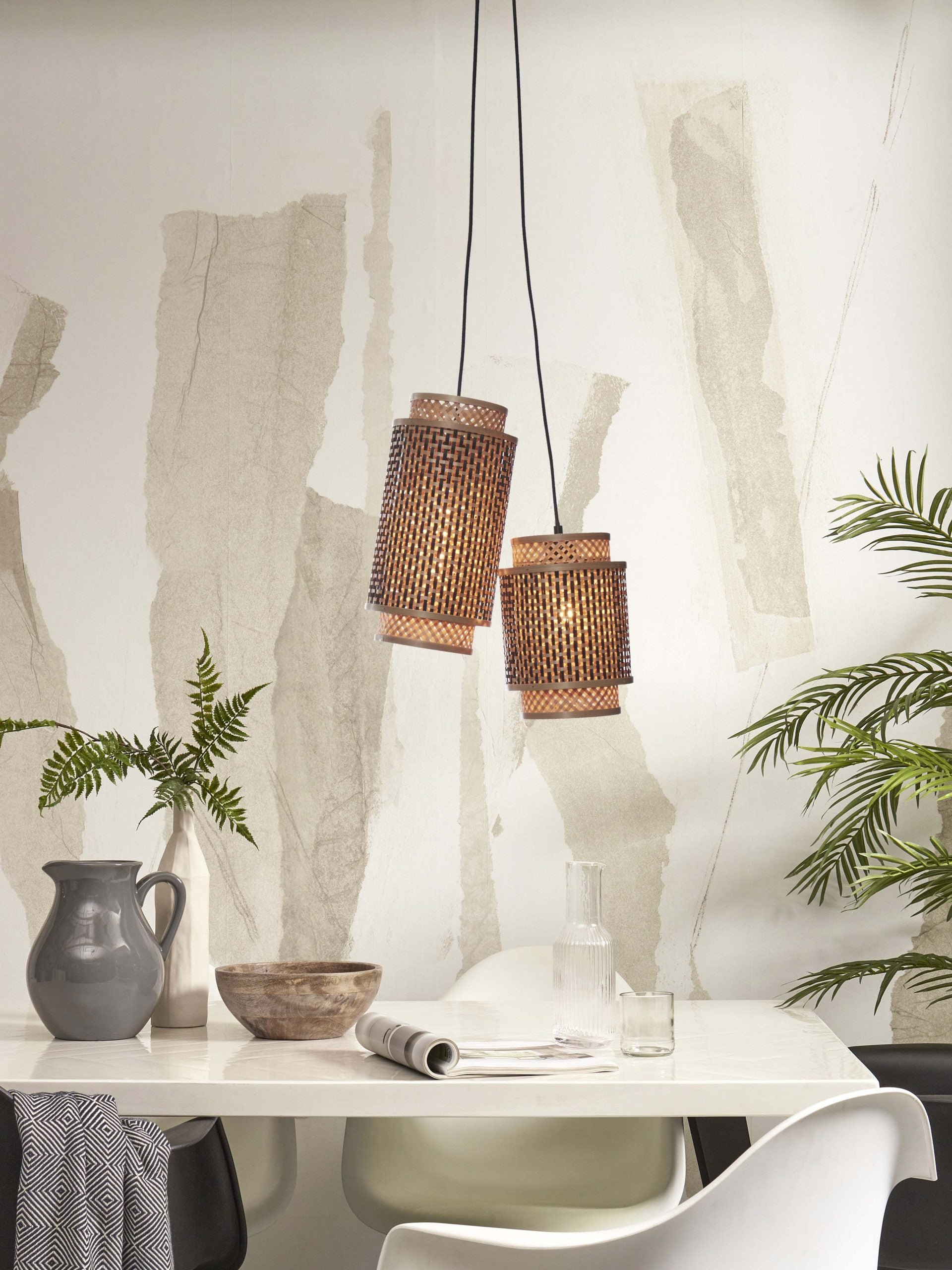 Hanging Lamp - BHUTAN - Bamboo / 2-Shades