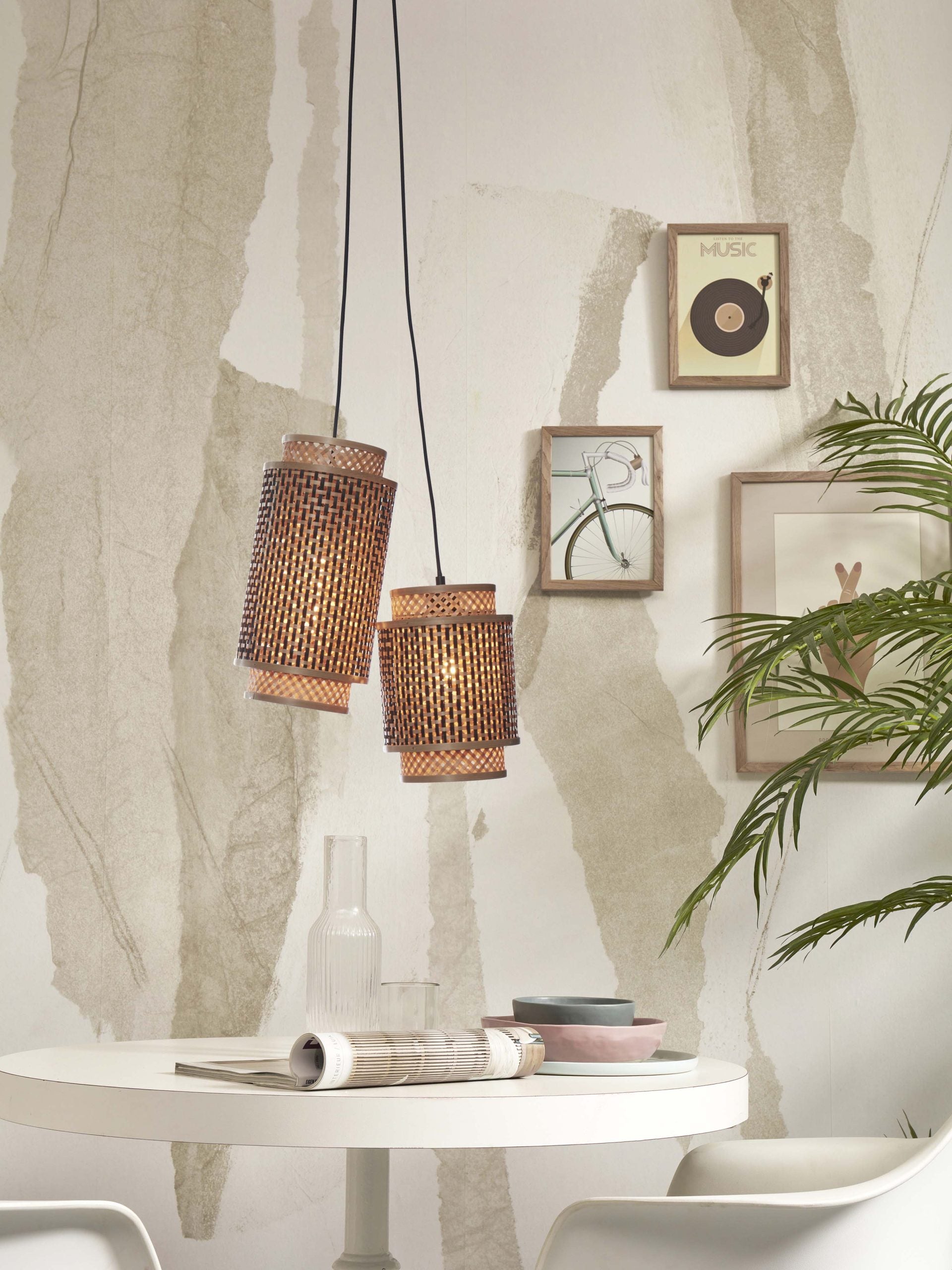 Hanging Lamp - BHUTAN - Bamboo / 2-Shades