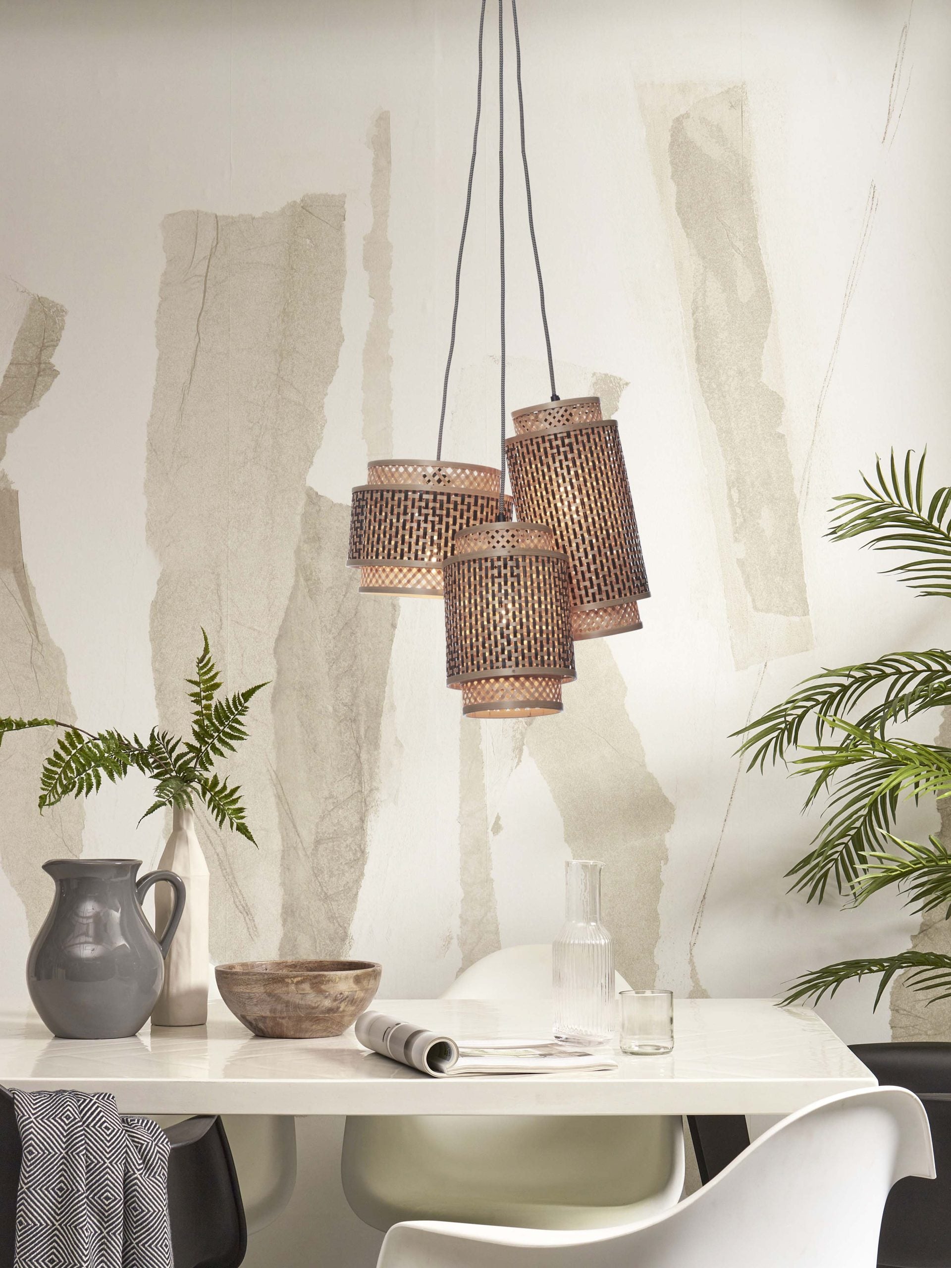 Hanging Lamp - BHUTAN - Bamboo / 3-Shades