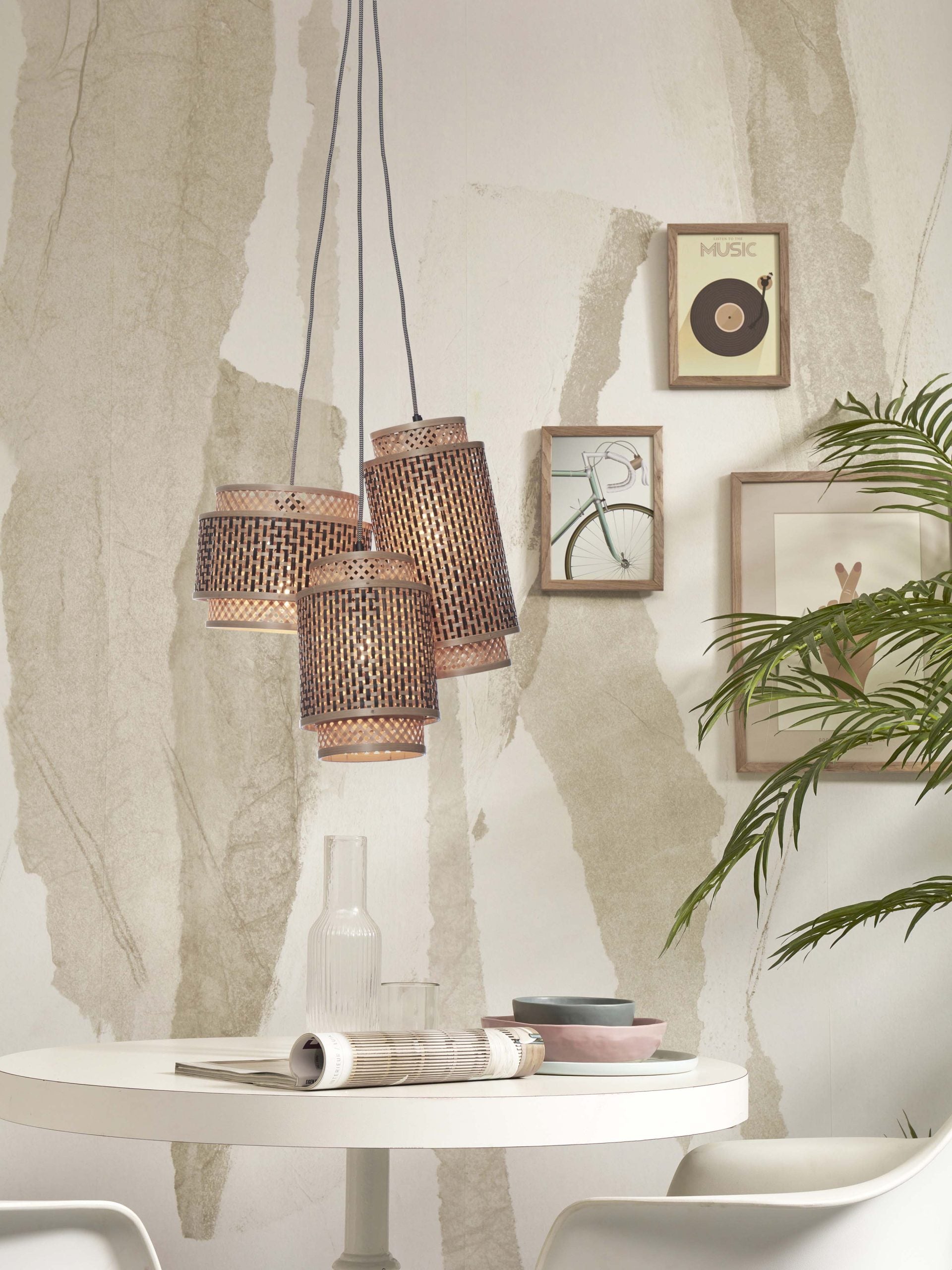 Hanging Lamp - BHUTAN - Bamboo / 3-Shades