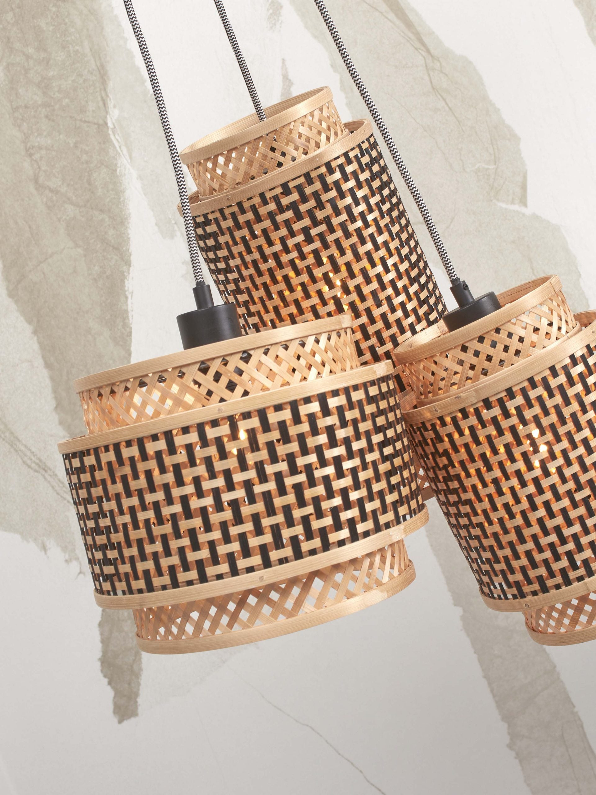Hanging Lamp - BHUTAN - Bamboo / 3-Shades