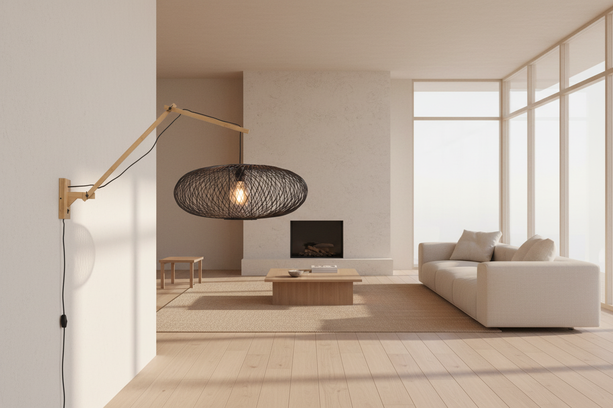 Wall Lamp - CANGO - Bamboo - Long Arm - Natural