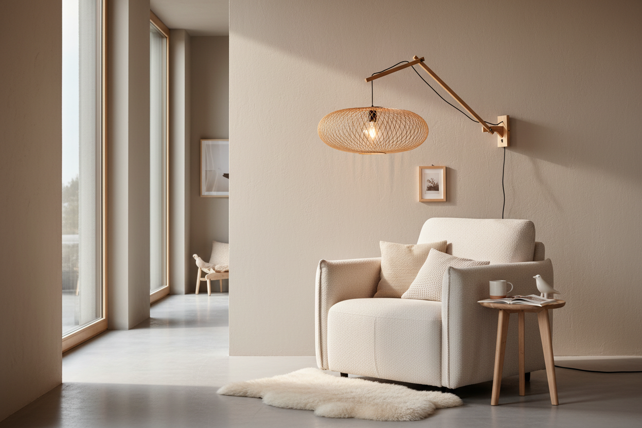 Wall Lamp - CANGO - Bamboo - Long Arm - Natural