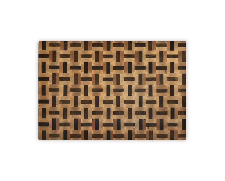 Kopshout Snijplank met Patroon van Twee Houtsoorten