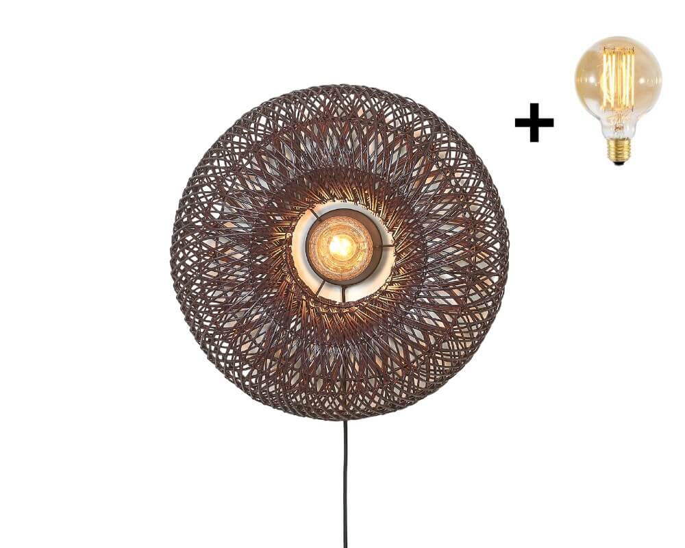 good&mojo arizona rotan 50cm burgundy gold filament bulb e27 wooden amsterdam ariw011bu 1