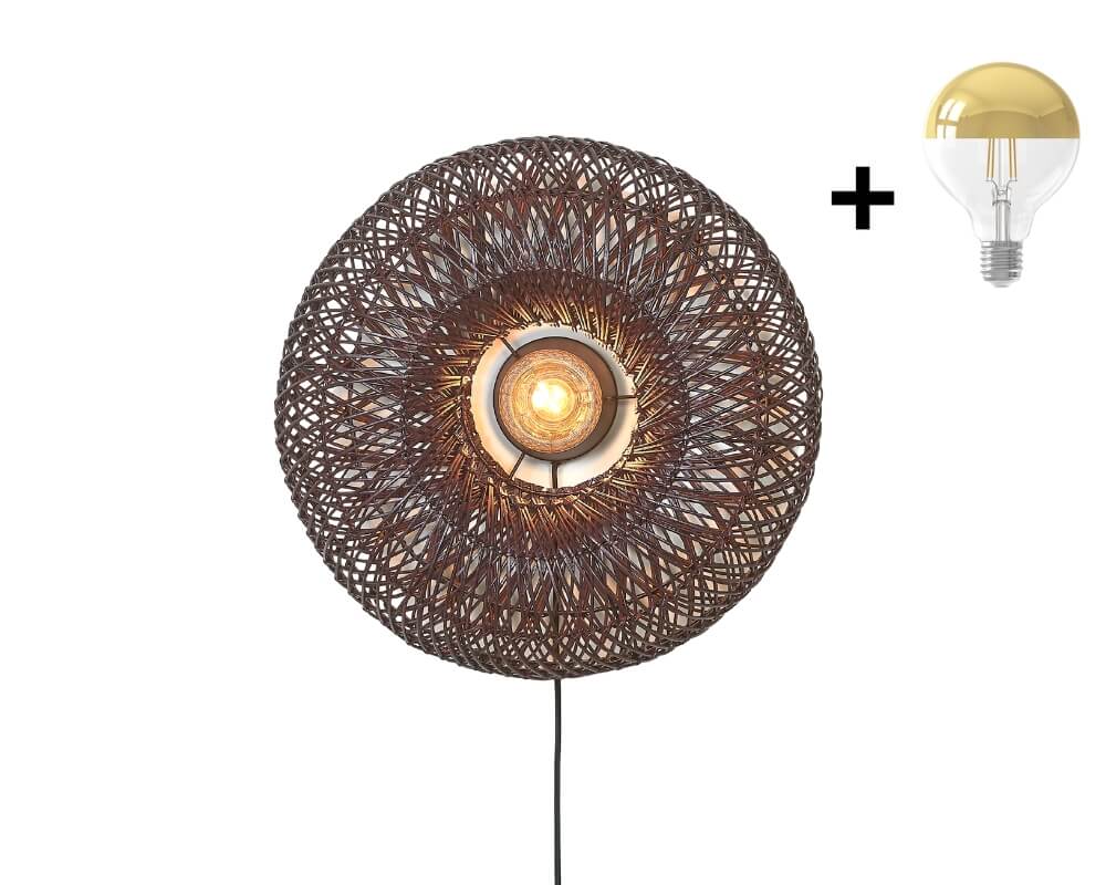 good&mojo arizona rotan 50cm burgundy gold mirror bulb e27 wooden amsterdam ariw011bu 1