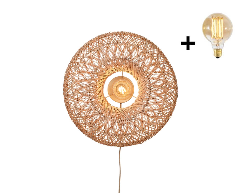 good&mojo arizona rotan 50cm natural gold filament bulb e27 wooden amsterdam ariw011na 1