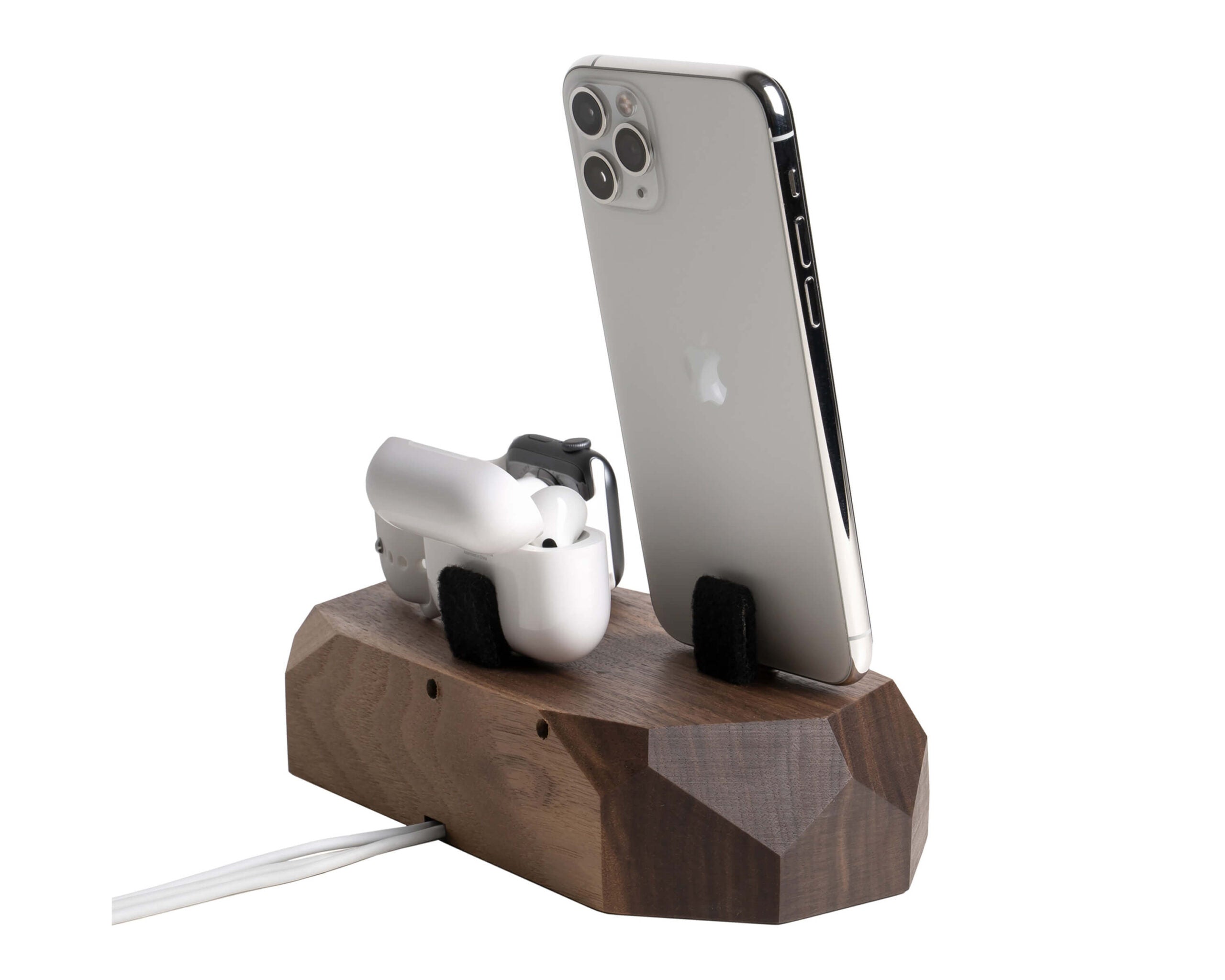 iphone triple dock walnut oakywood 3