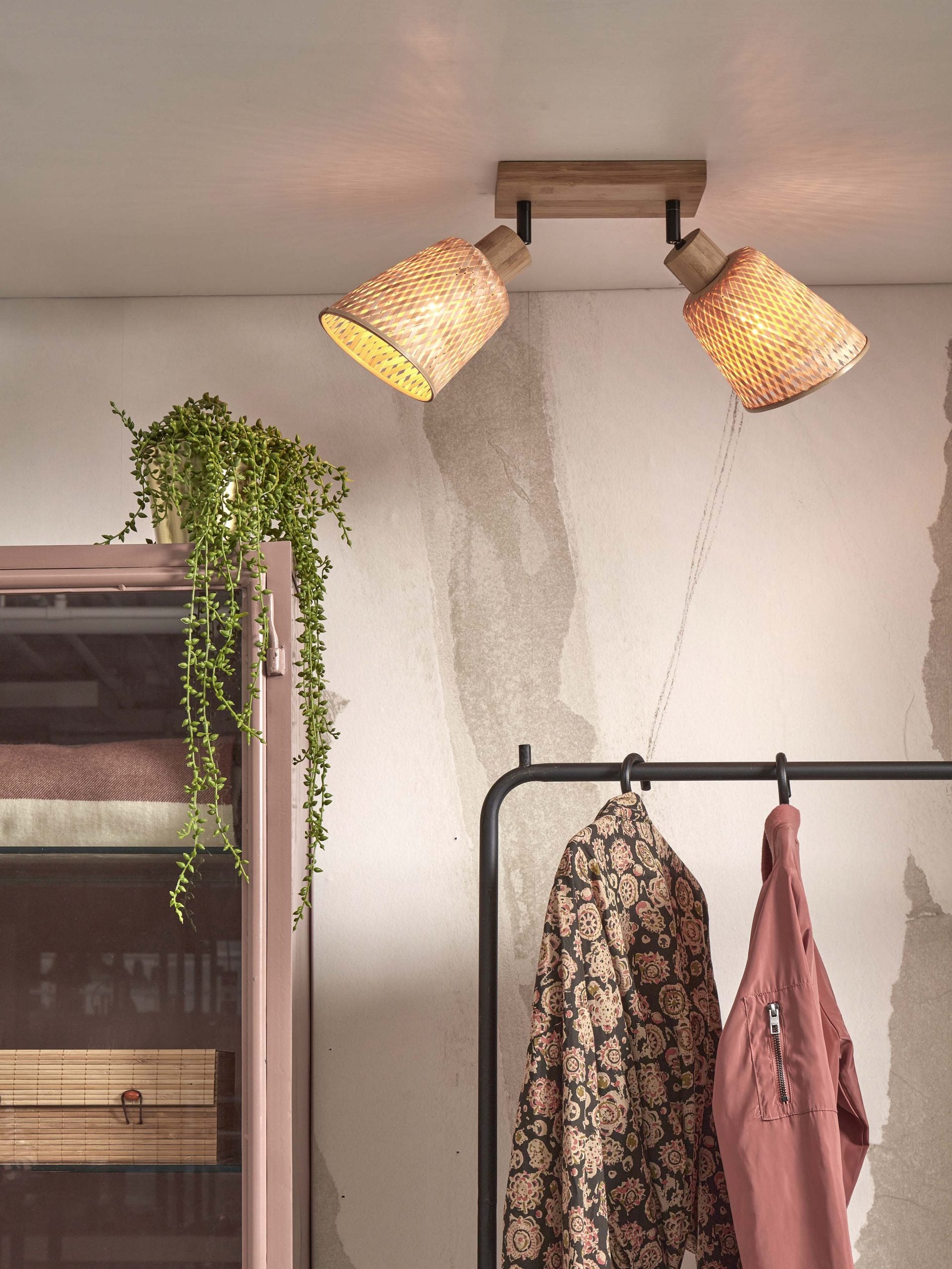 Ceiling Lamp - JAVA - 2-Shade - Bamboo