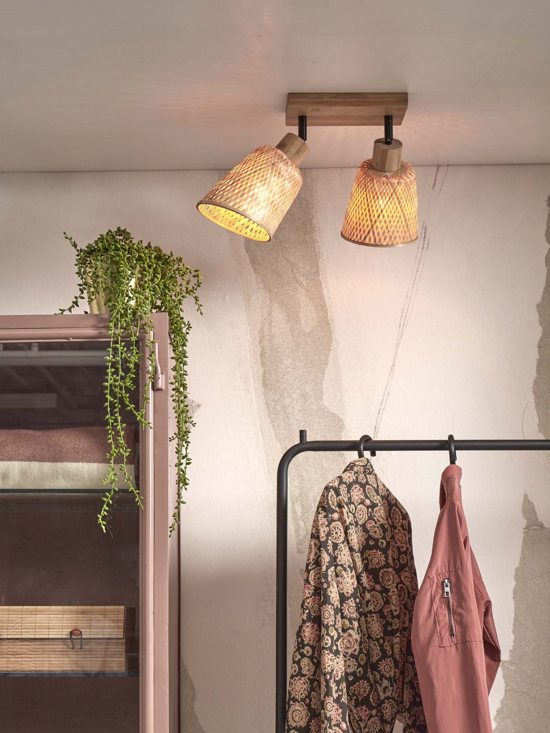 Ceiling Lamp - JAVA - 2-Shade - Bamboo