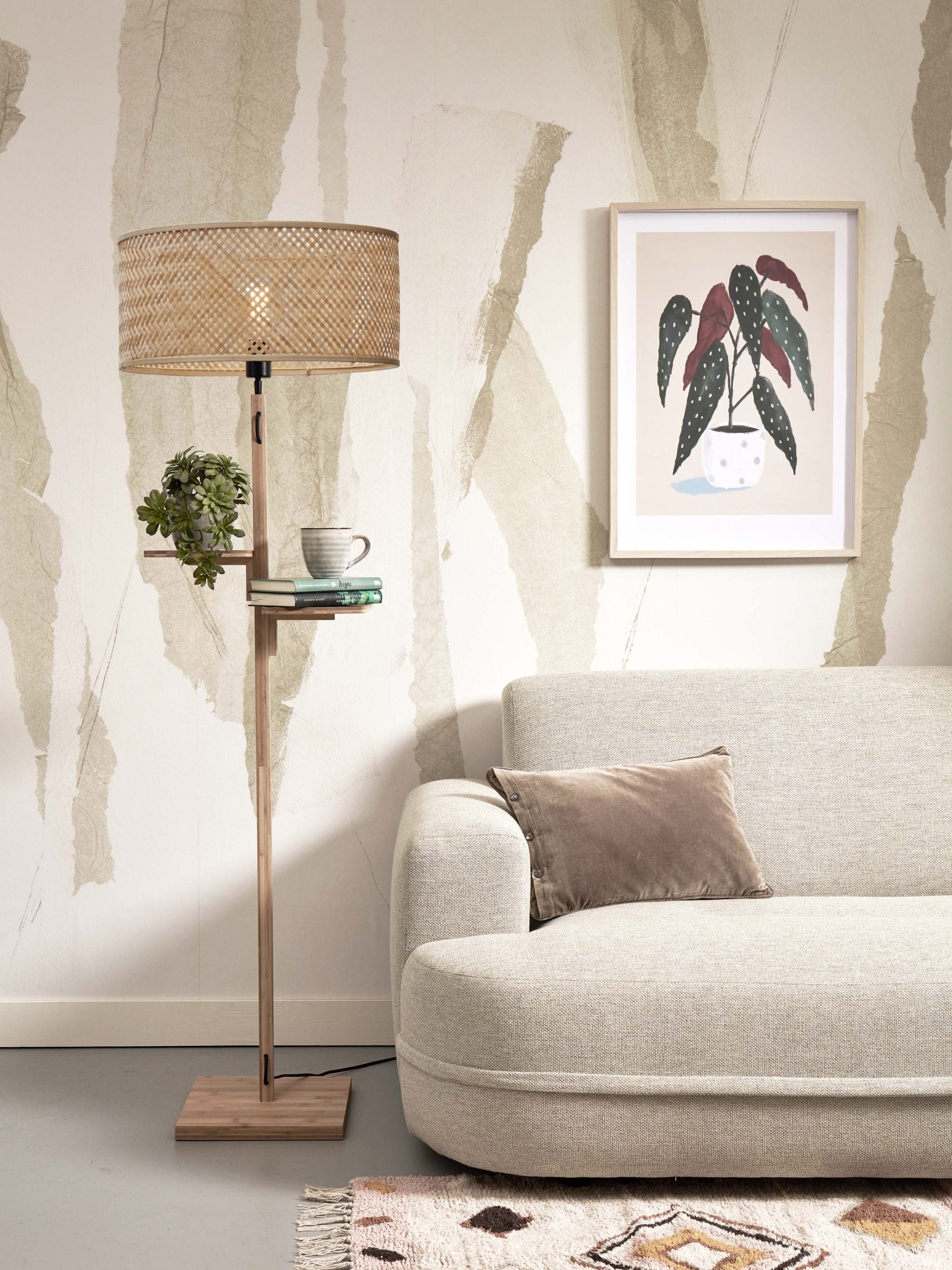 Floor Lamp with shelves - JAVA - Bamboo