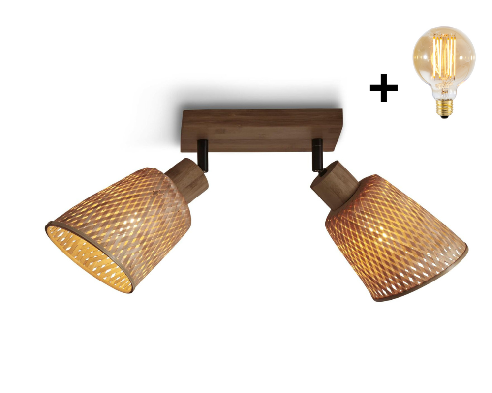 Ceiling Lamp - JAVA - 2-Shade - Bamboo