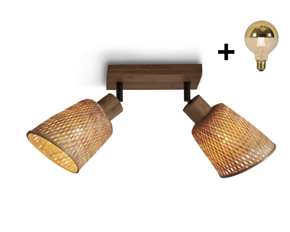 Ceiling Lamp - JAVA - 2-Shade - Bamboo