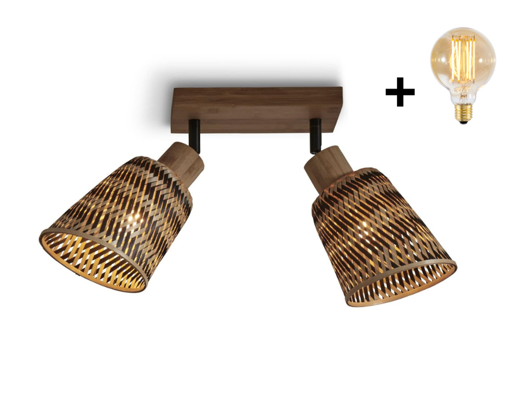 Ceiling Lamp - JAVA - 2-Shade - Bamboo